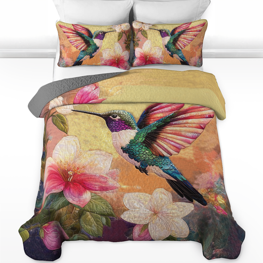 Shineful All Season Quilt 3-Piece Set - Hummingbirds