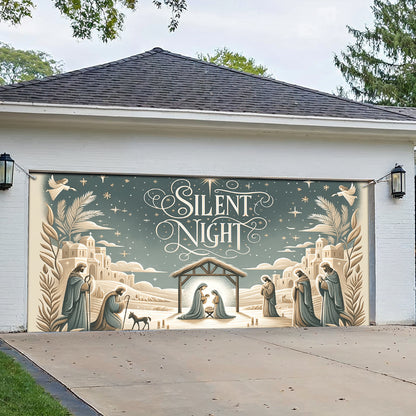 Shineful Garage Door Banner Decoration Silent Night