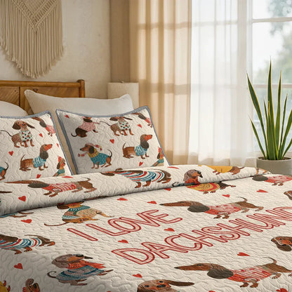 Shineful Quilt 3-Piece Set Dachshund Lovely Delight