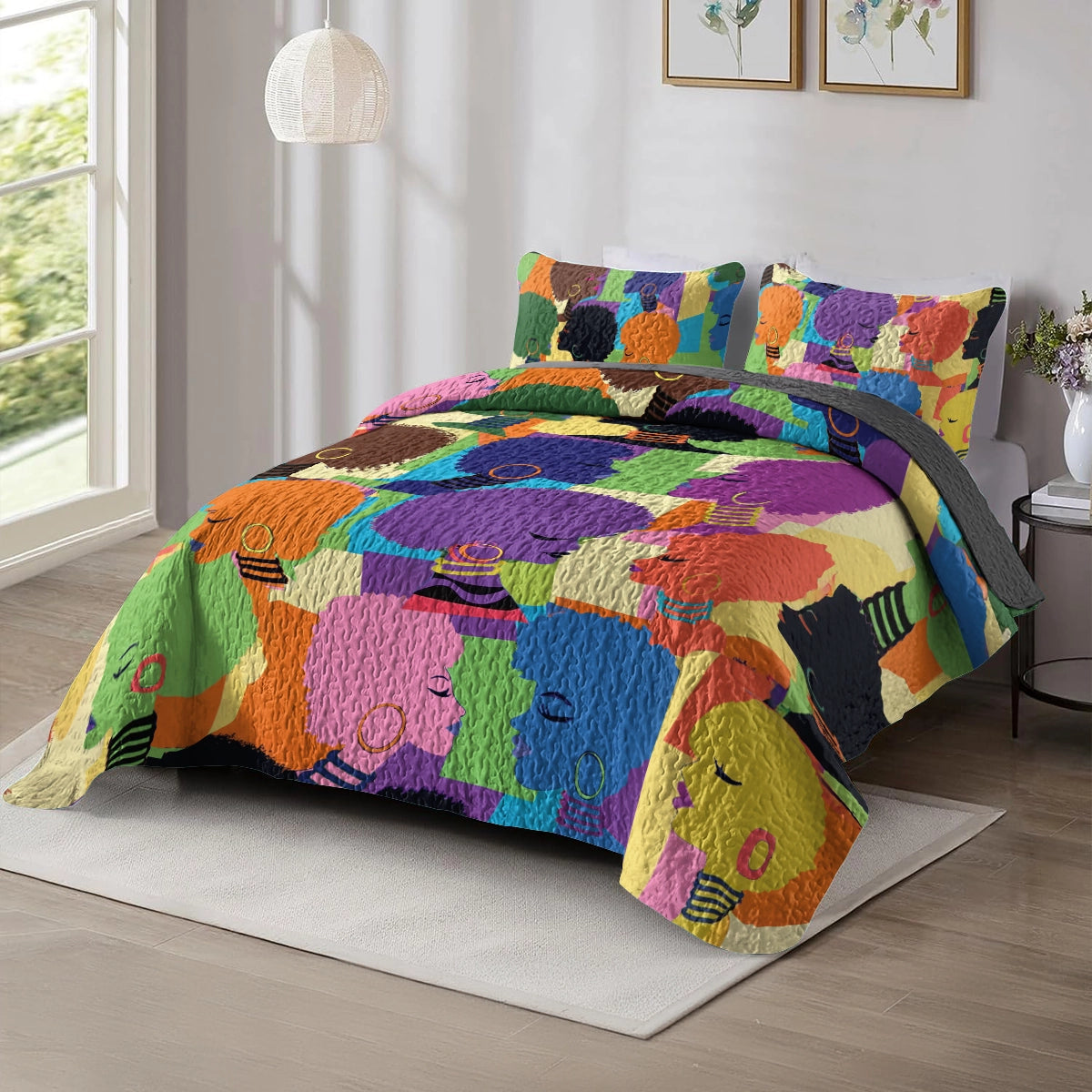 Shineful All Season Quilt 3-Piece Set - Black Women's Kaleidoscope