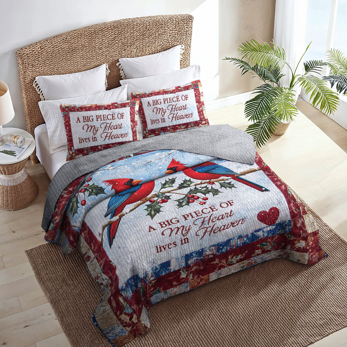 Shineful All Season Quilt 3-Piece Set Cardinal Memoria - A Heartfelt Tribute
