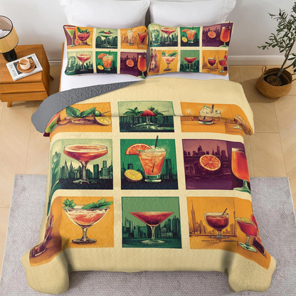 Shineful All Season Quilt 3-Piece Set Wine Cocktail City Nights