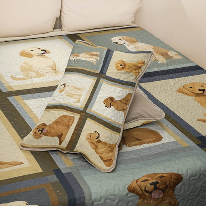 Shineful All Season Quilt 3-Piece Set - Golden Retriever Loyal Companions