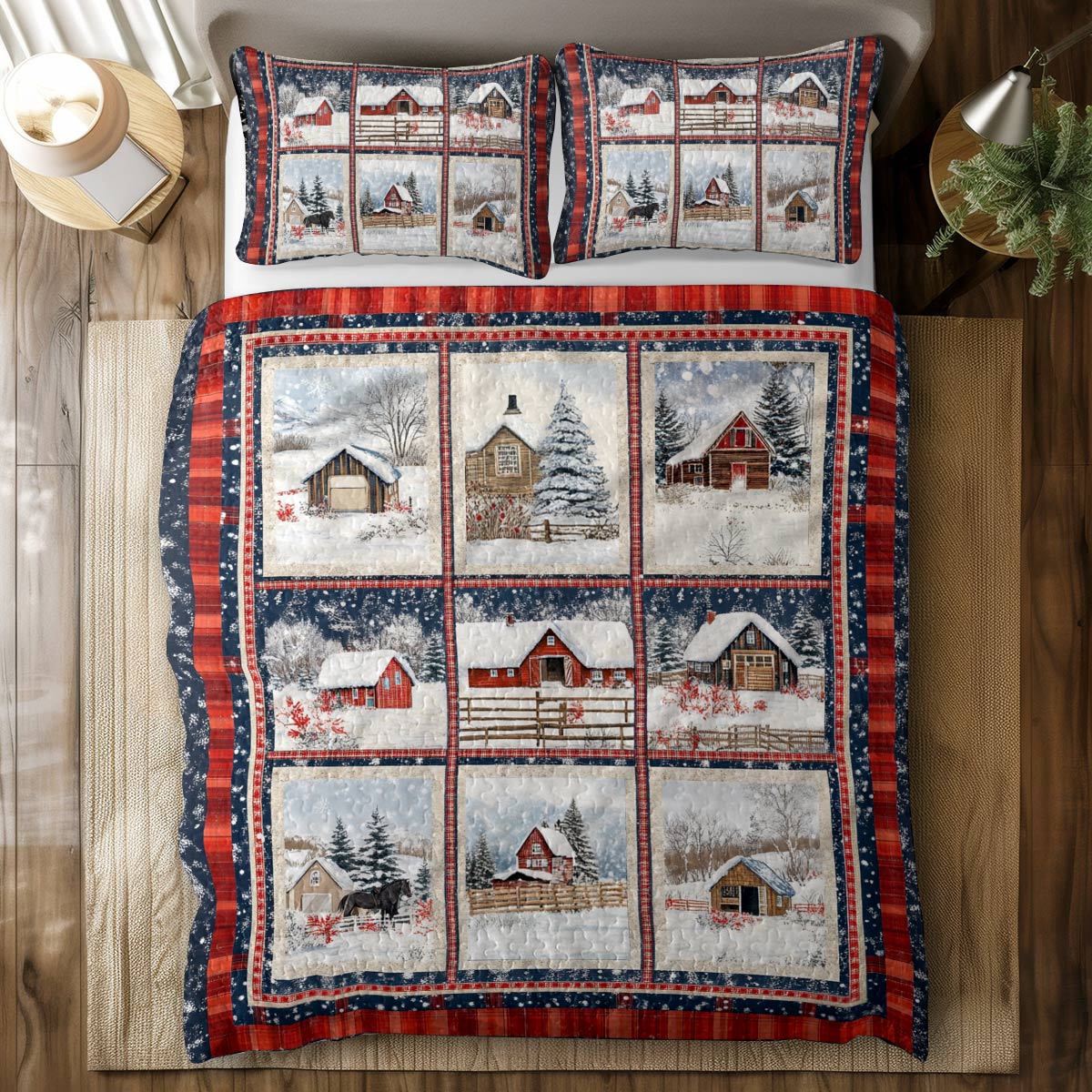 Shineful All Season Quilt 3-Piece Set Snowy Farmhouse