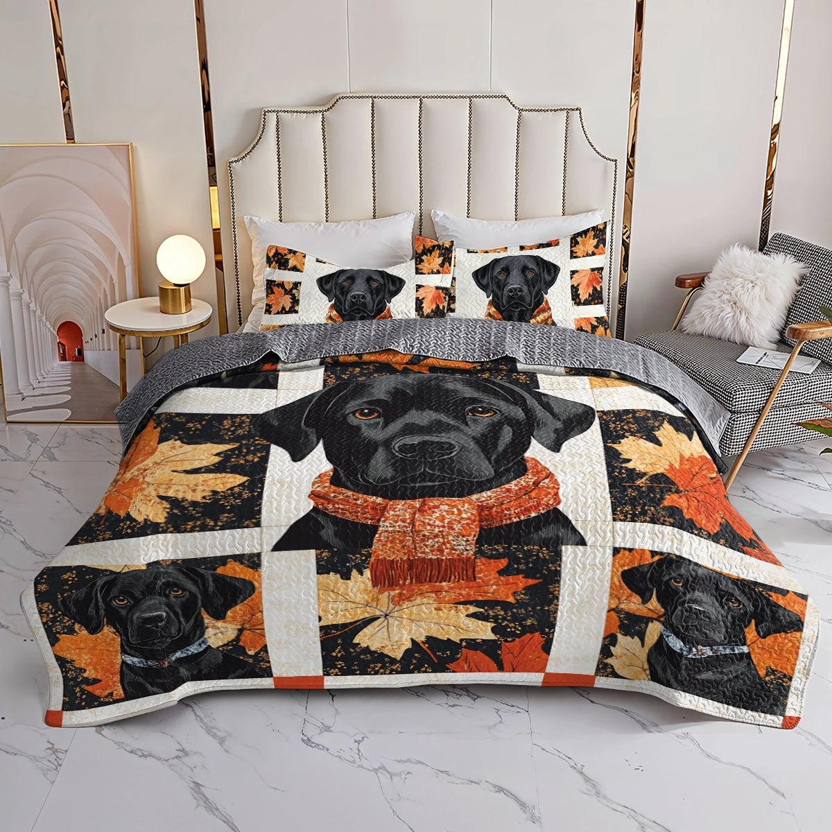 Shineful All Season Quilt 3-Piece Set - Autumn Labrador Cozy
