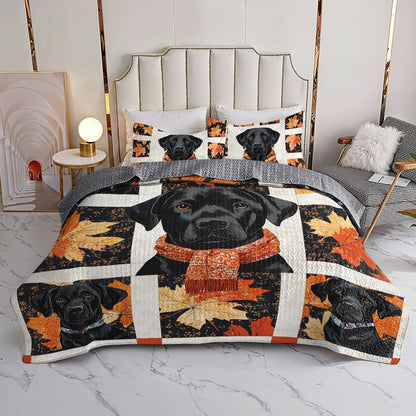 Shineful All Season Quilt 3-Piece Set - Autumn Labrador Cozy