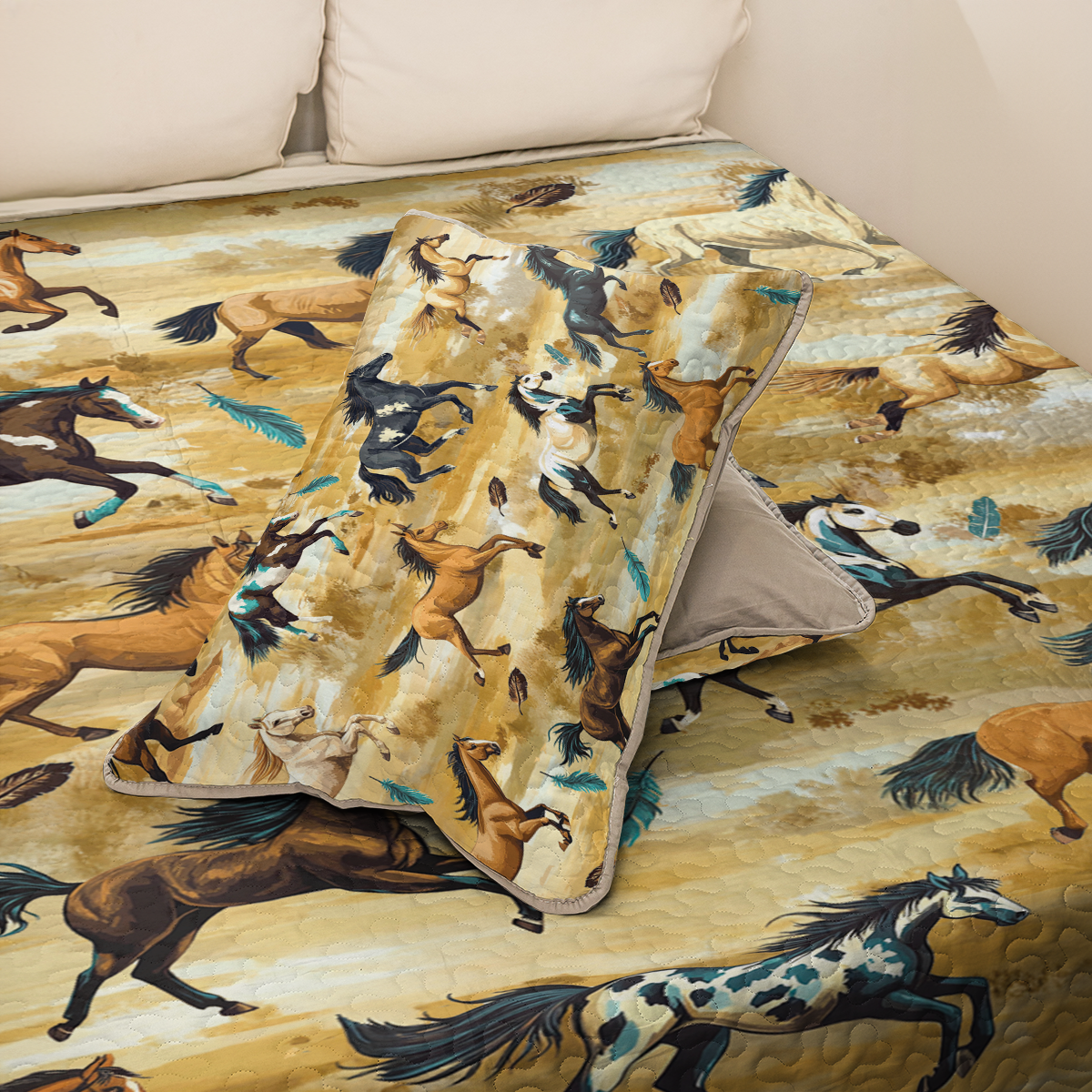 Shineful All Season Quilt 3-Piece Set Wild Horse Dreams