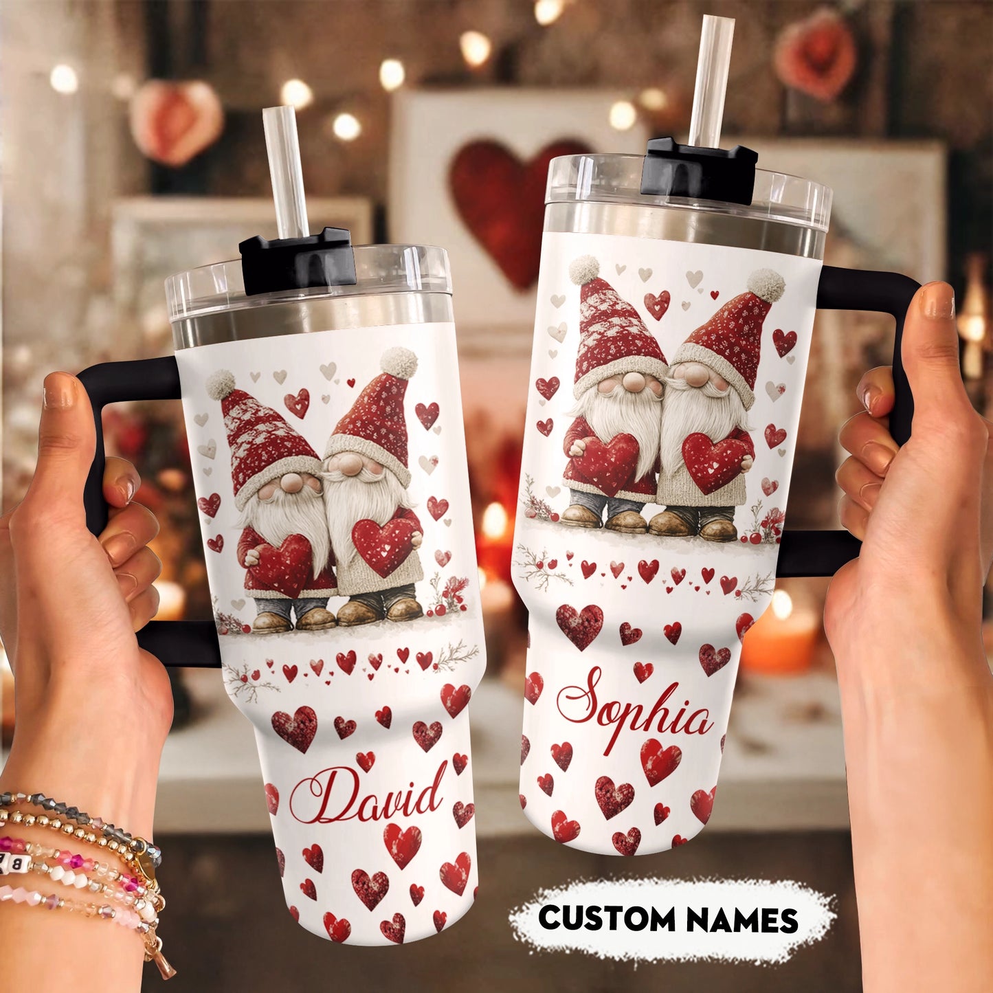 Shineful Tumbler Personalized Gnome Love