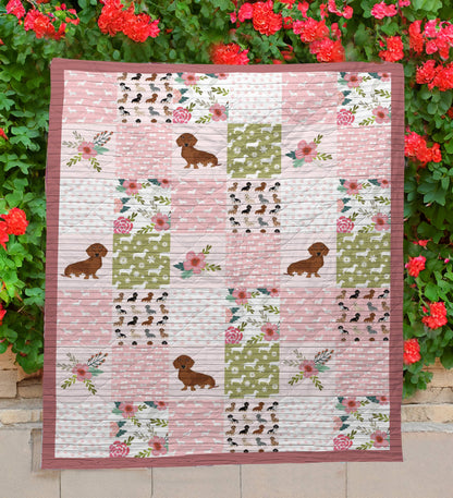 Shineful Flat Print Faux Quilt Blanket Dachshund Dream