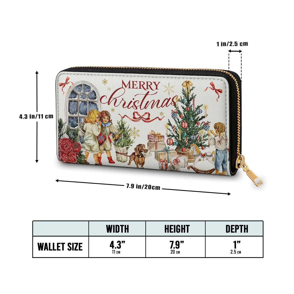 Shineful Leather Clutch Purse With Wristlet Strap Handle Holiday Nostalgia