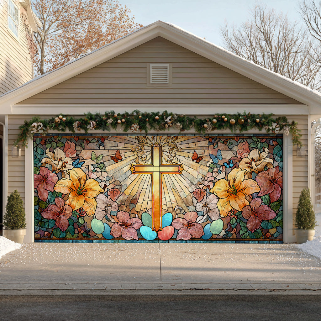 Shineful Garage Door Banner Decoration Radiant Cross Easter