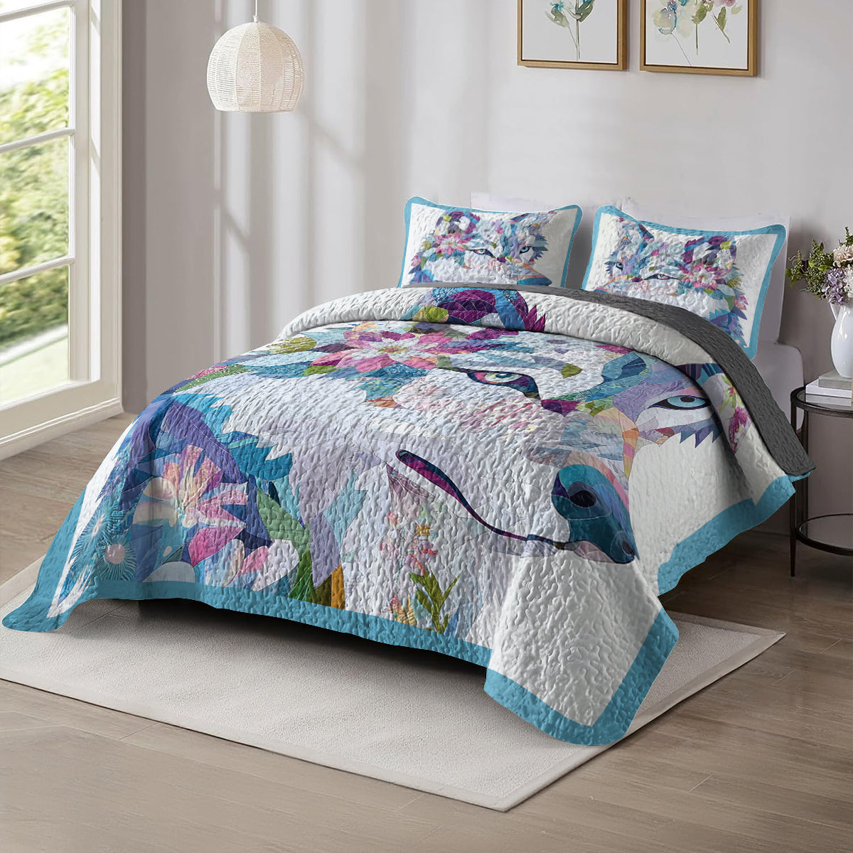 Shineful All Season Quilt 3-Piece Set  Mystical Wolf