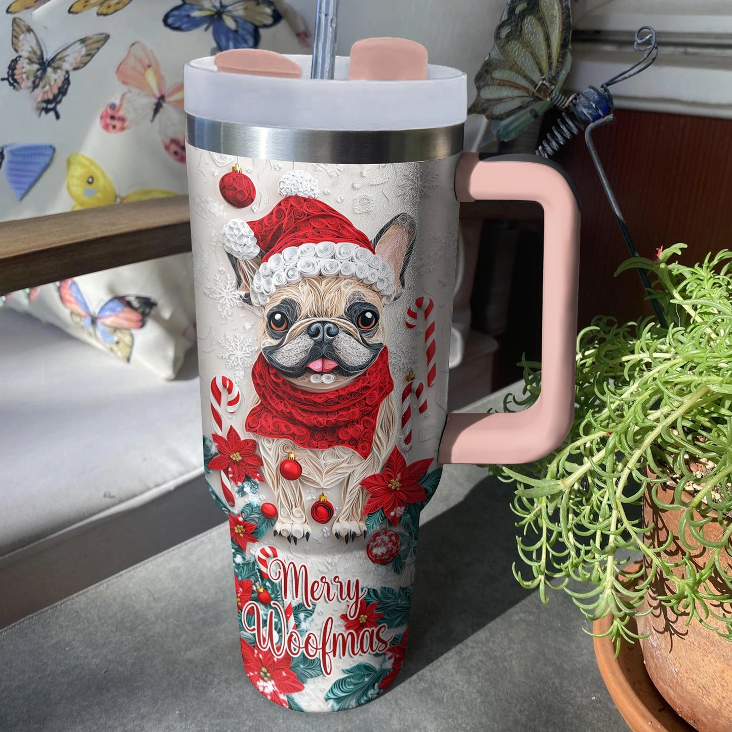 Shineful Tumbler Merry Woofmas Frenchie
