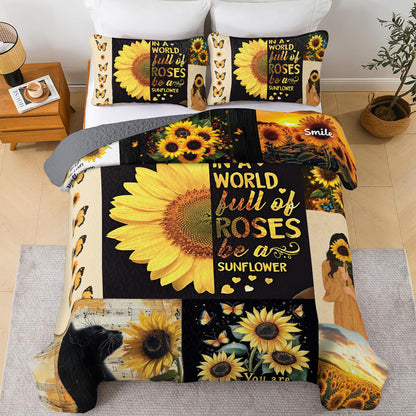 Shineful All Season Quilt 3-Piece Set Sunflower Memories
