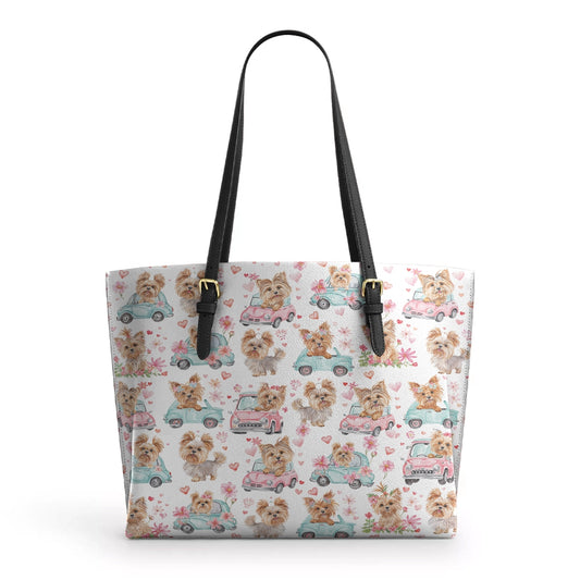 Shineful Leather Tote Bag Yorkie Love