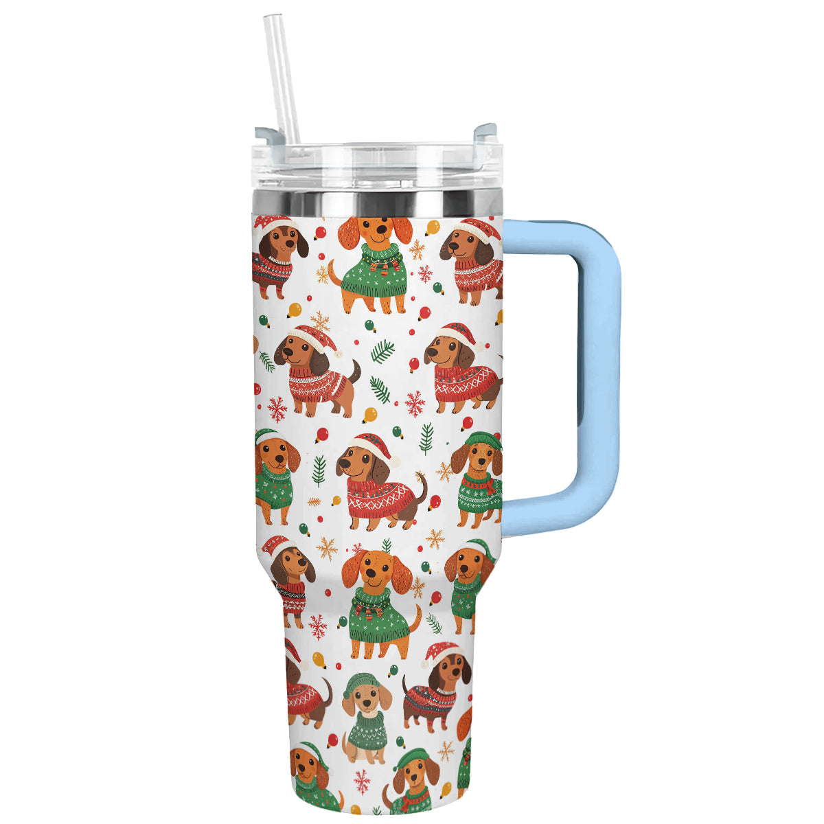 Shineful Tumbler Christmas Dachshund Pattern