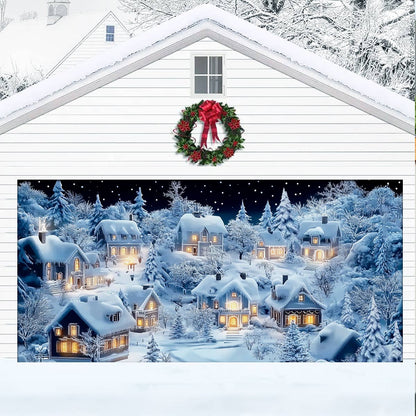 Shineful Garage Door Banner Decoration -  Snowy Village Glow