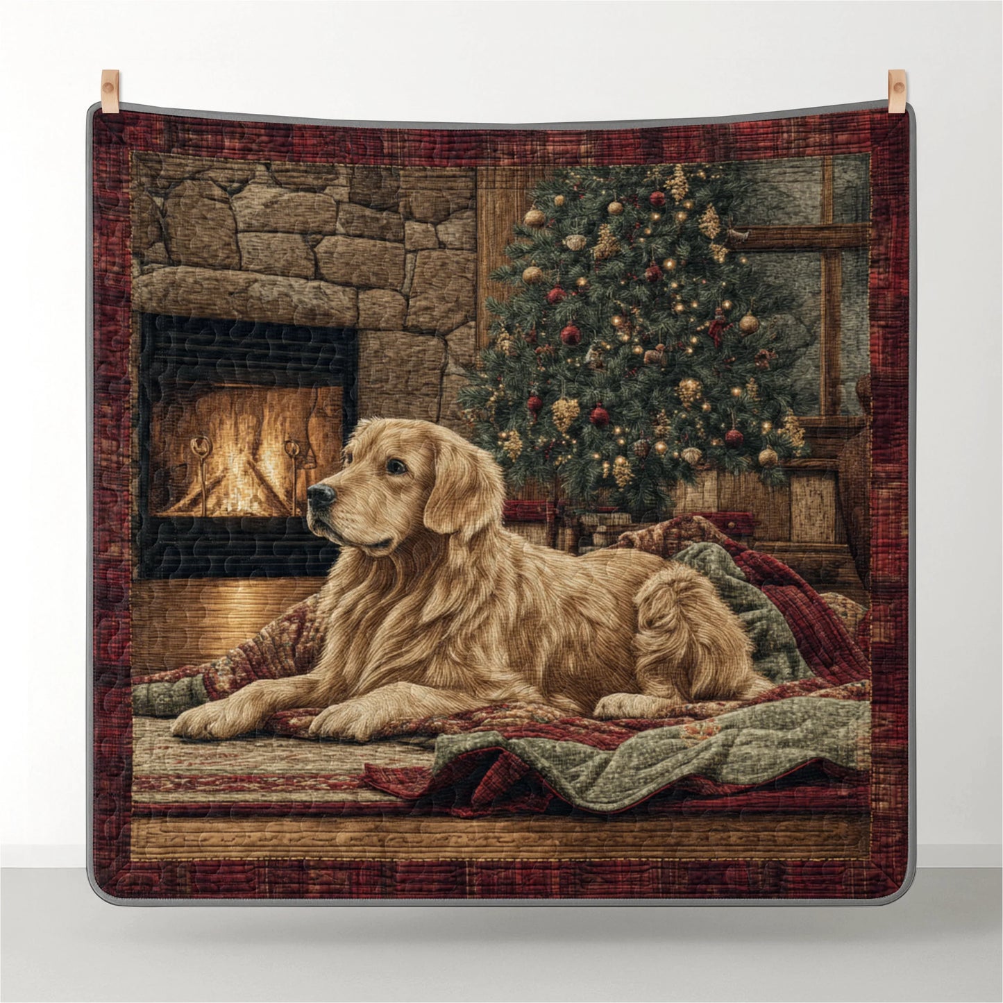 Shineful Quilt 3-Piece Set Golden Retriever Christmas Eve