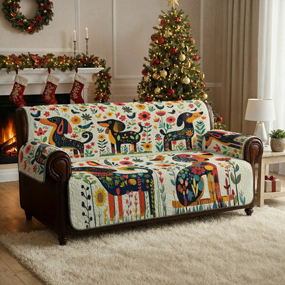 Shineful Sofa Cover Set Festive Dachshund Garden