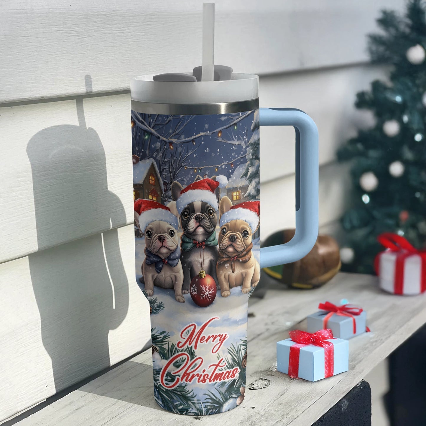 Shineful Tumbler Snowy Frenchie Squad