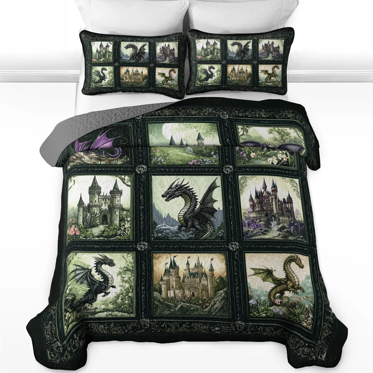 Shineful All Season Quilt 3-Piece Set - Dragon's Castle