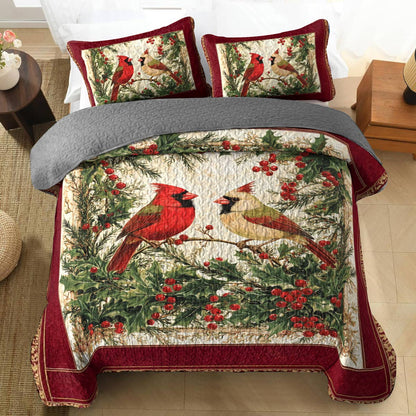 Shineful All Season Quilt 3-Piece Set Cardinal Cheer