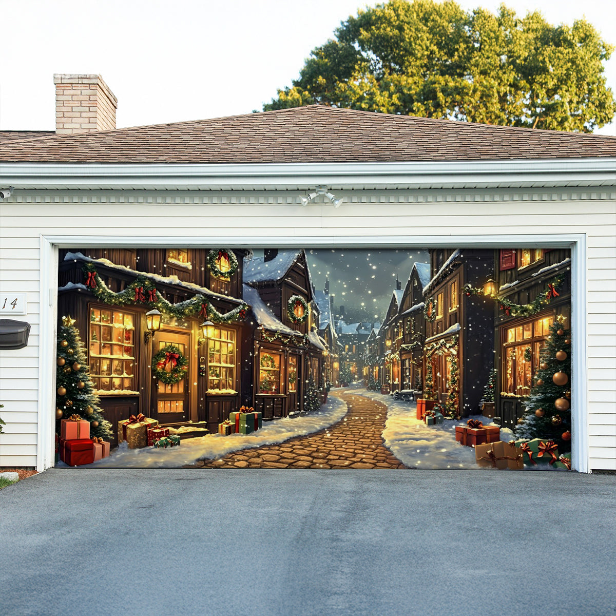 Shineful Garage Door Banner Decoration Christmas Street