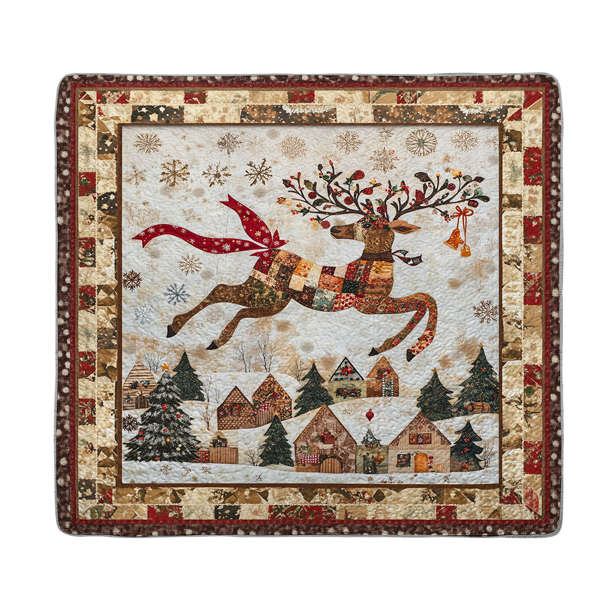 Shineful All Season Quilt 3-Piece Set Winter Reindeer Magic