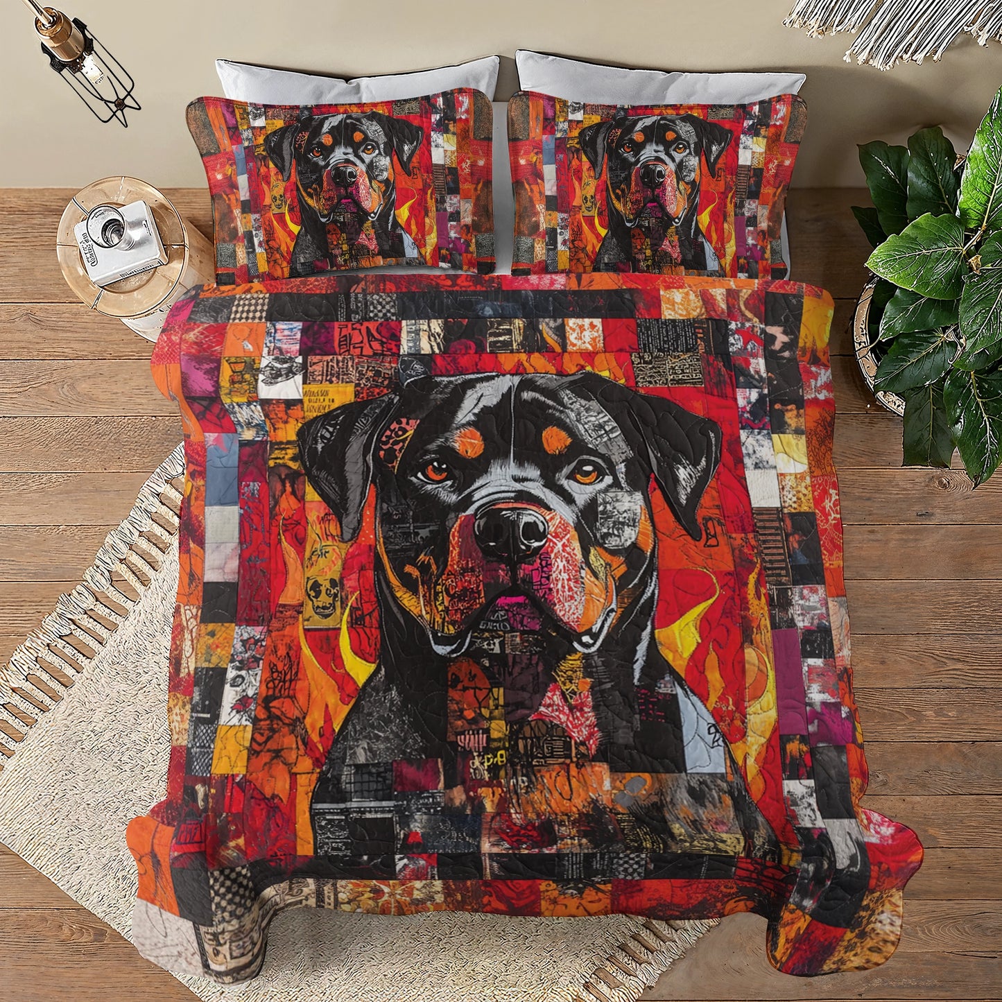 Shineful All Season Quilt 3-Piece Set Guardian Rottweiler