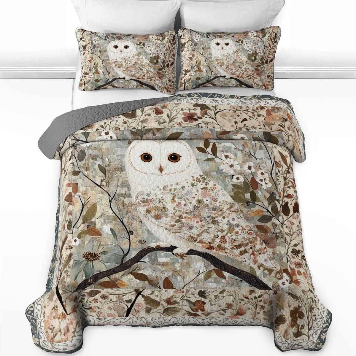 Shineful All Season Quilt 3-Piece Set Gentle Owl