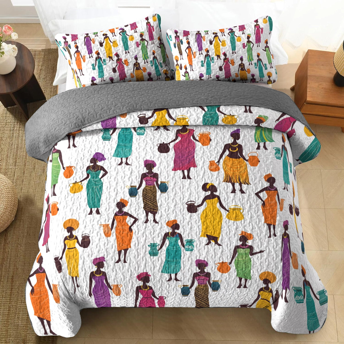 Shineful All Season Quilt 3-Piece Set Black Women's Traditional Beauty
