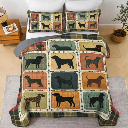 Shineful All Season Quilt 3-Piece Set Rottweiler Silhouette Cozy
