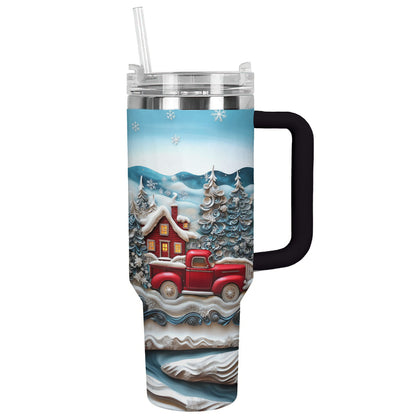 Shineful Glossy Tumbler Snowy Cabin