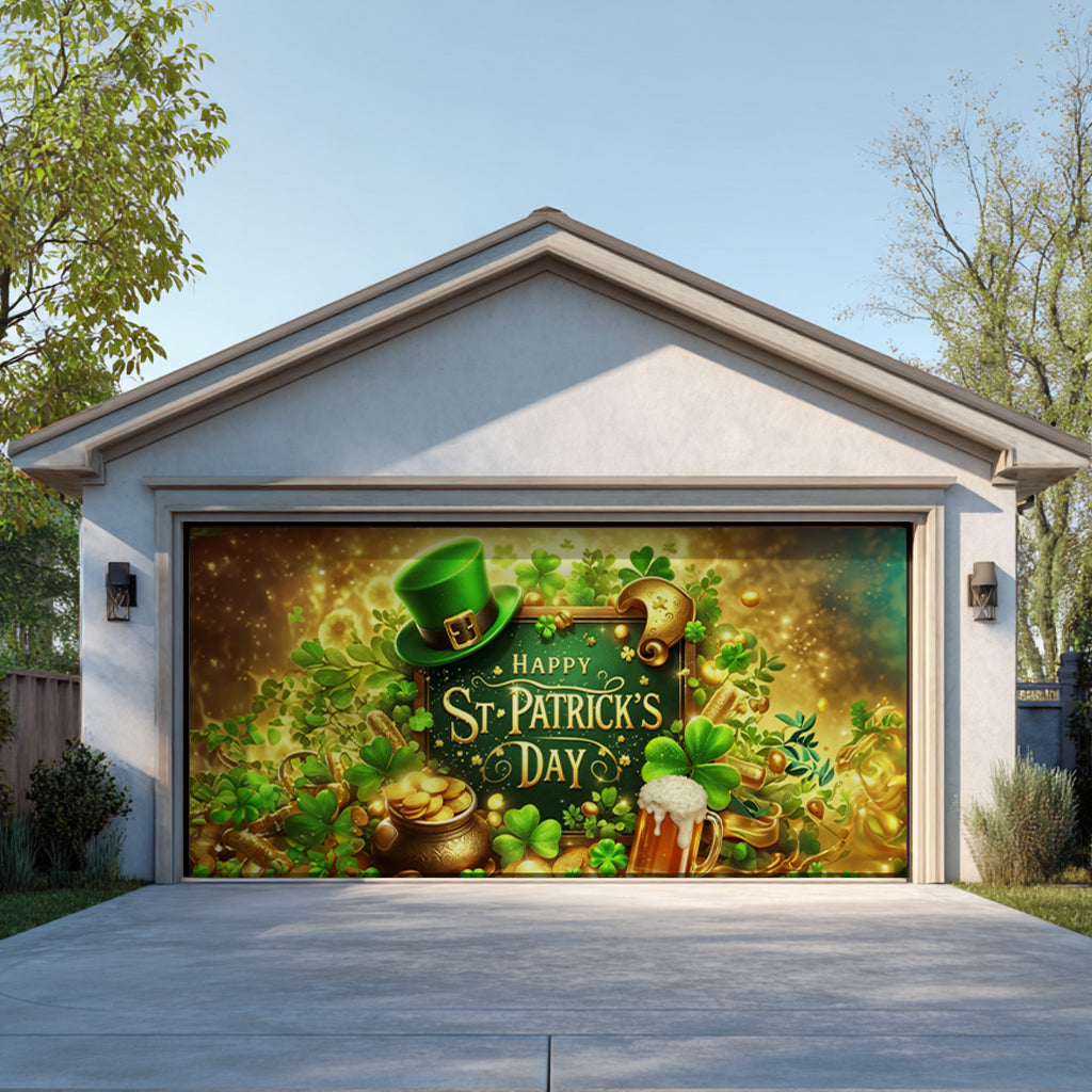 Shineful Garage Door Banner Decoration Golden Irish Luck
