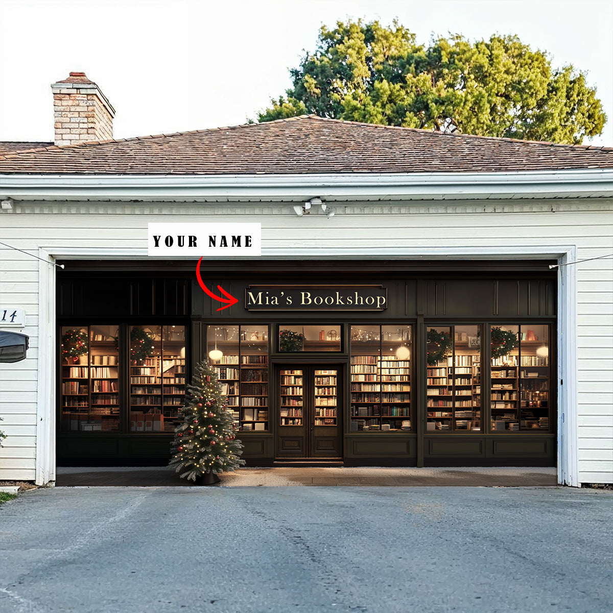 Shineful Garage Door Banner Decoration Personalized Christmas Bookshop