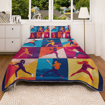 Shineful All Season Quilt 3-Piece Set - Softball Girl Power