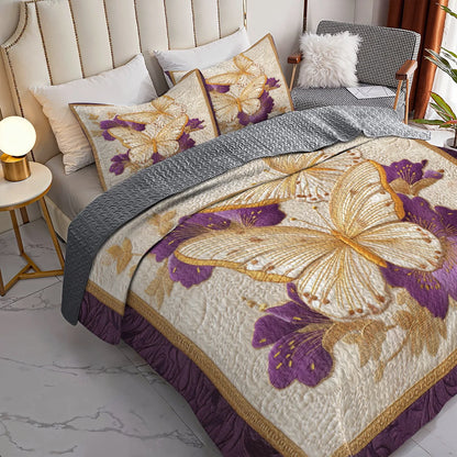 Shineful Quilt 3-Piece Set Golden Wings of Serenity