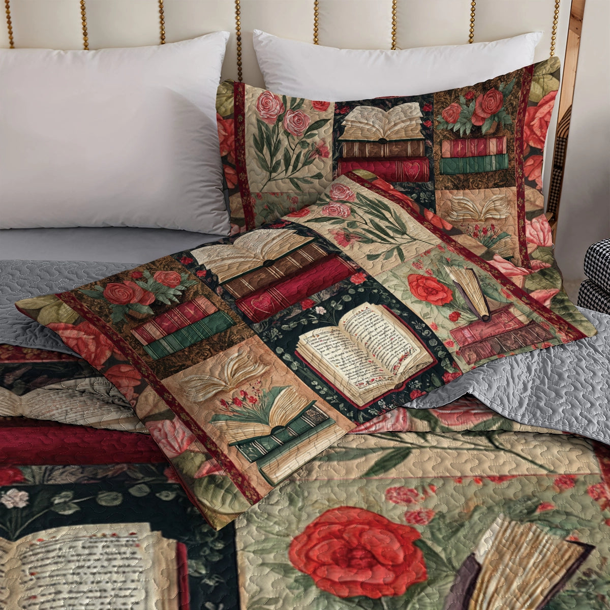 Shineful All Season Quilt 3-Piece Set Literary Rose Garden