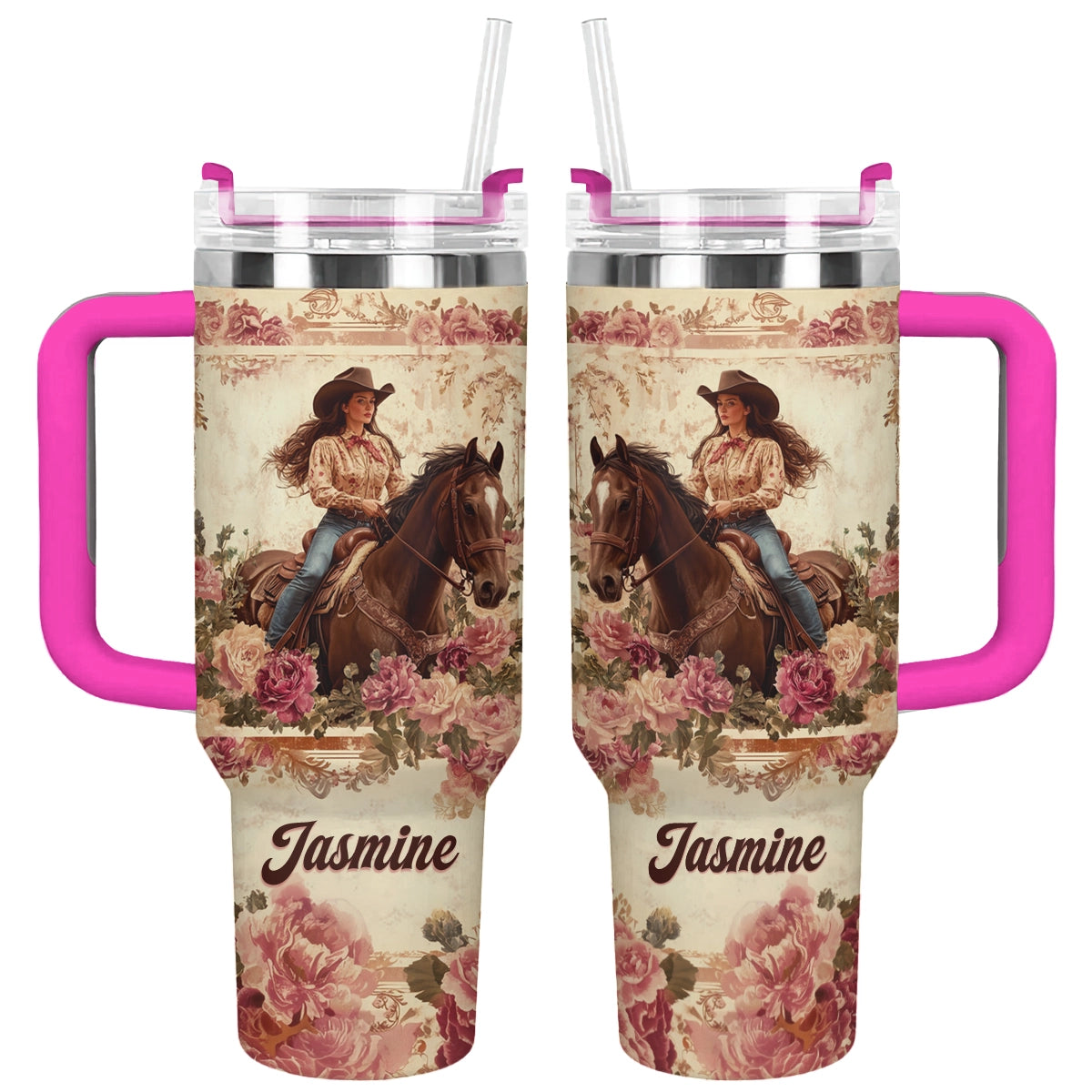Shineful Tumbler Personalized Wild Rose Cowgirl