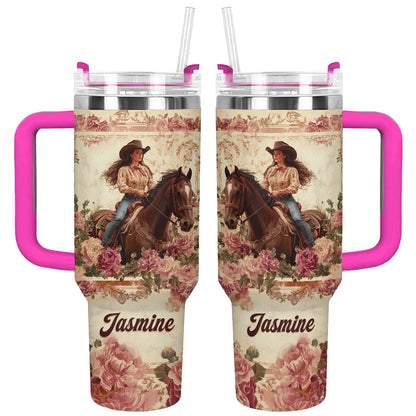 Shineful Tumbler Personalized Wild Rose Cowgirl