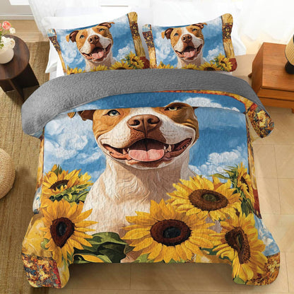 Shineful All Season Quilt 3-Piece Set Happy Bulldog