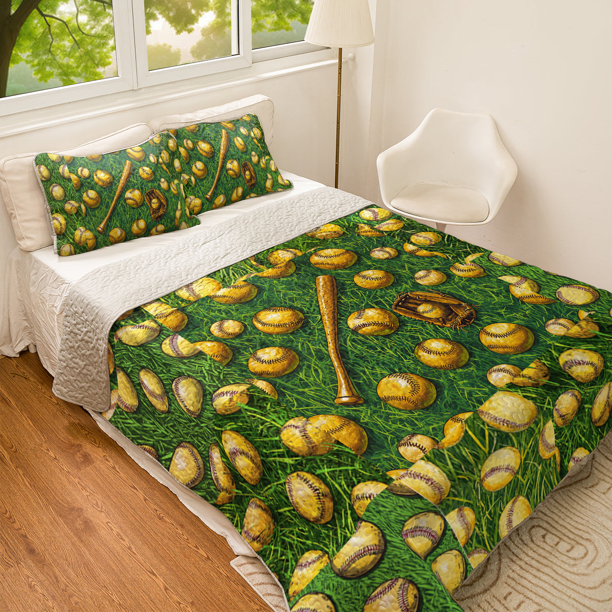 Shineful All Season Quilt 3-Piece Set Softball Fanatic