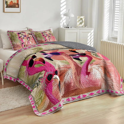 Shineful All Season Quilt 3-Piece Set - Flamingo Fashionistas
