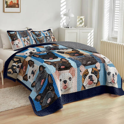 Shineful All Season Quilt 3-Piece Set Blue Bull
