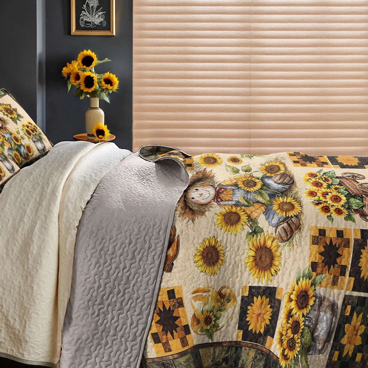 Shineful Quilt 3-Piece Set Peaceful Farmhouse Sunflower