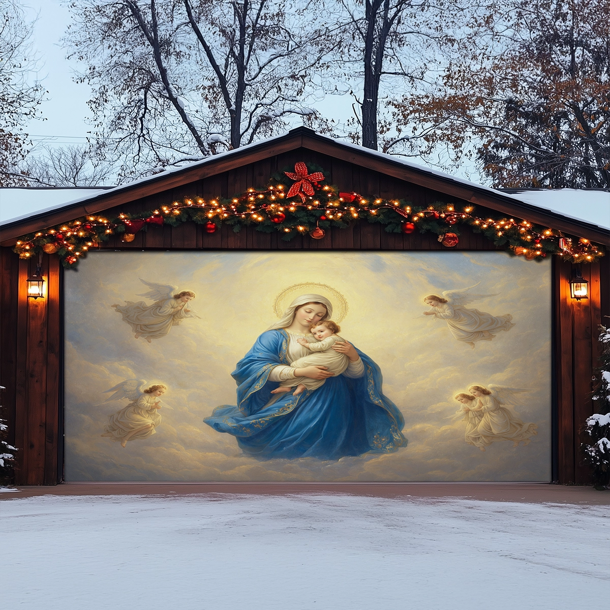 Shineful Garage Door Banner Decoration Madonna of the Threshold