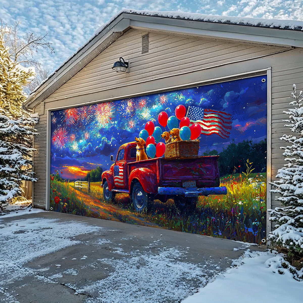 Shineful Garage Door Banner Decoration Ring In The New Year