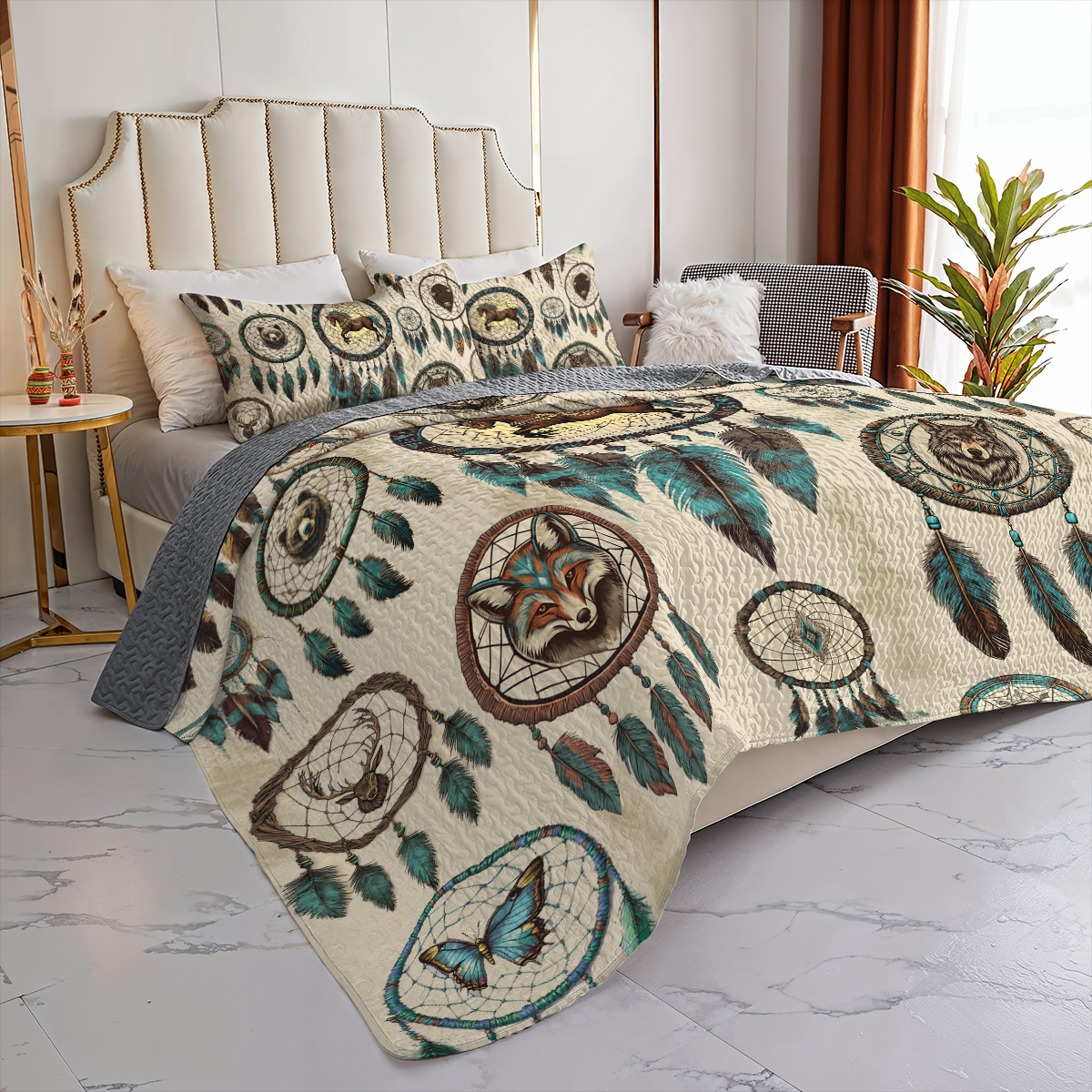Shineful All Season Quilt 3-Piece Set Native Spirits Dreamcatcher