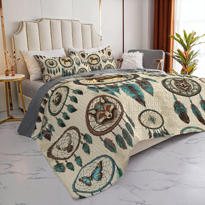 Shineful All Season Quilt 3-Piece Set Native Spirits Dreamcatcher