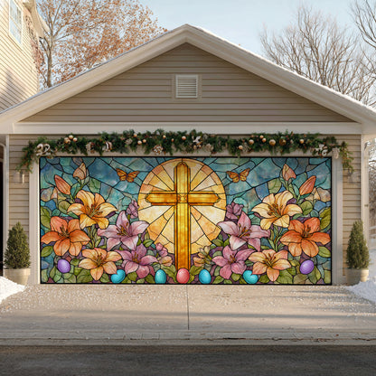 Shineful Garage Door Banner Decoration Golden Cross Easter